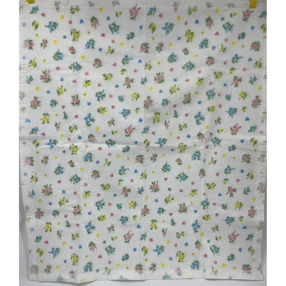 Vintage Chatham Baby Blanket Satin Trim Fleece Hearts Flowers Floral 40 x 44